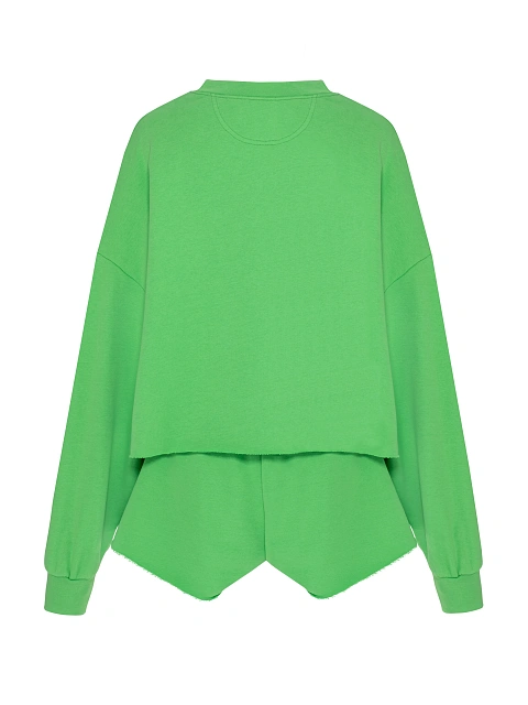 Lime Green Jersey Sweatshirt & Shorts Set, 2 Lime Green Jersey Sweatshirt & Shorts Set, 2