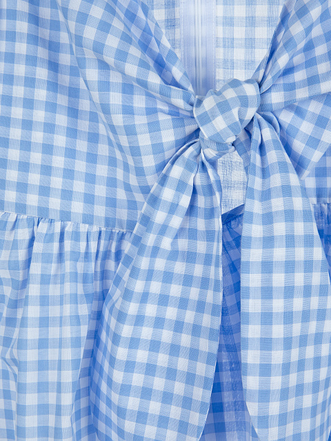 Light Blue Checked Cotton Top & Mini Skirt, 5