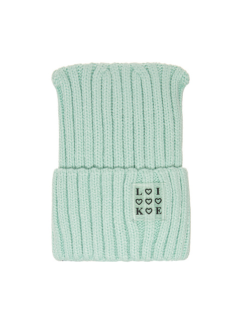 Mint Green "Like" Patch Beanie, 1