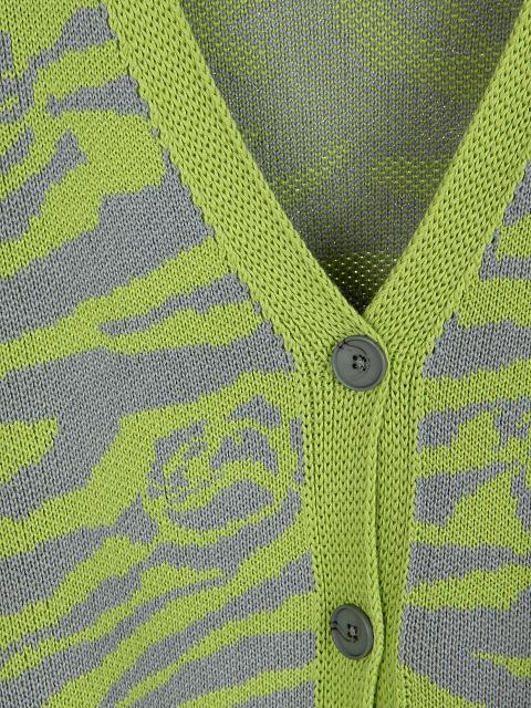 Green Tiger & Rose Intarsia Cardigan, 3