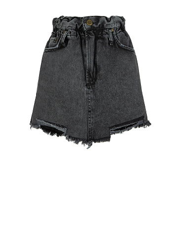 Dark Grey Denim Mini Skirt, 1