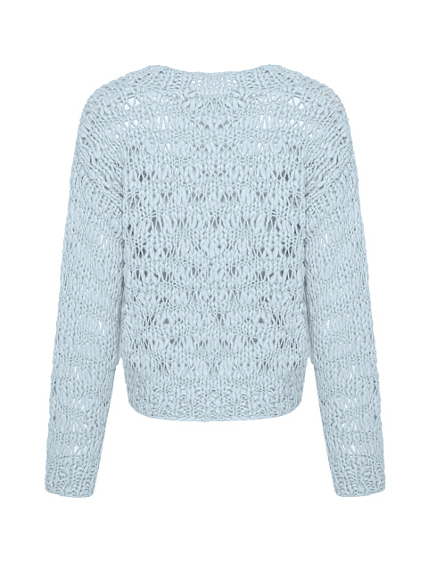 Light Blue Silk & Cashmere Cropped Sweater, 2