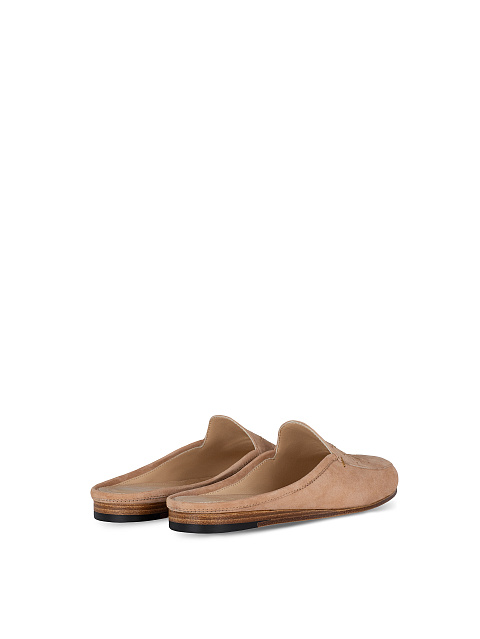 Embroidered Beige Suede Mules, 3