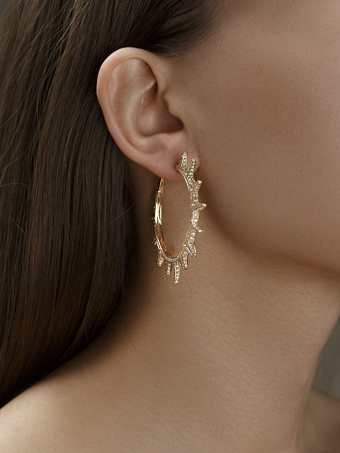 Gold & Diamonds Hoop Earrings, 3
