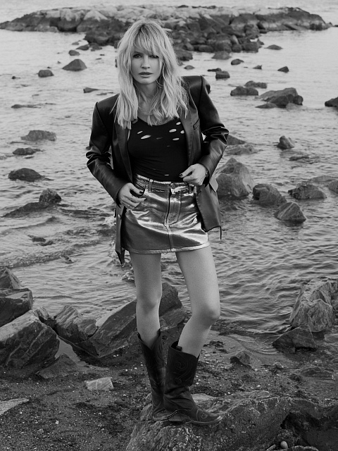 Silver Plated Denim Mini Skirt, 8