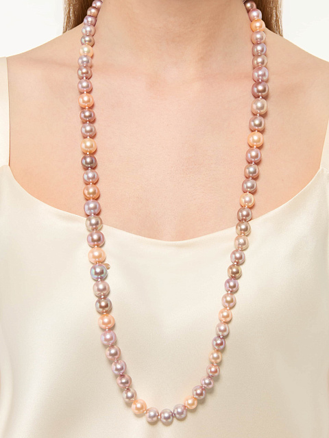 Rose gold necklace with Multicolor pearls, 2