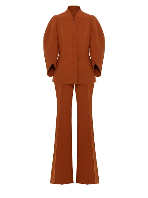 Terracotta Two-piece Suit With Flared trousers, 1 Terracotta Two-piece Suit With Flared trousers, 1