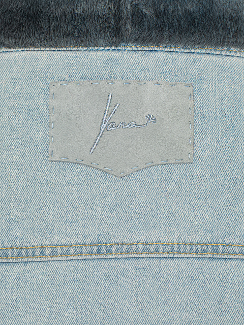 Light Blue Denim & Astrakhan Fur Jacket, 4