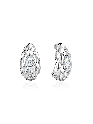 "Dragon" earrings in white gold with LG diamonds, 1