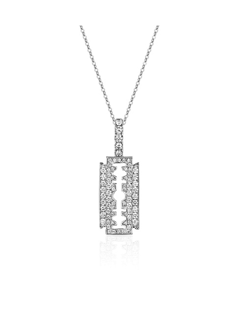Razor-shaped white gold pendant with diamonds, 1