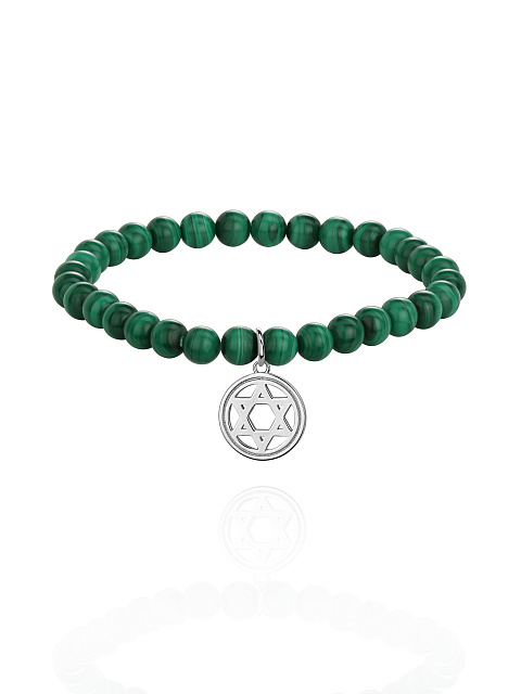Silver & Malachite Beaded Bracelet, 1
