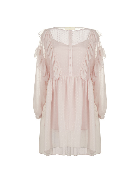 Light Rose Ruffled Mini Dress , 1