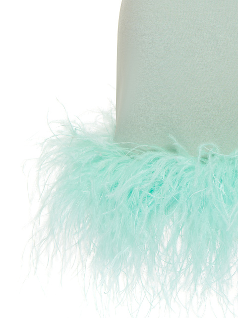 Feather Trimmed Mint Green Jersey Mini Dress, 3 Feather Trimmed Mint Green Jersey Mini Dress, 3