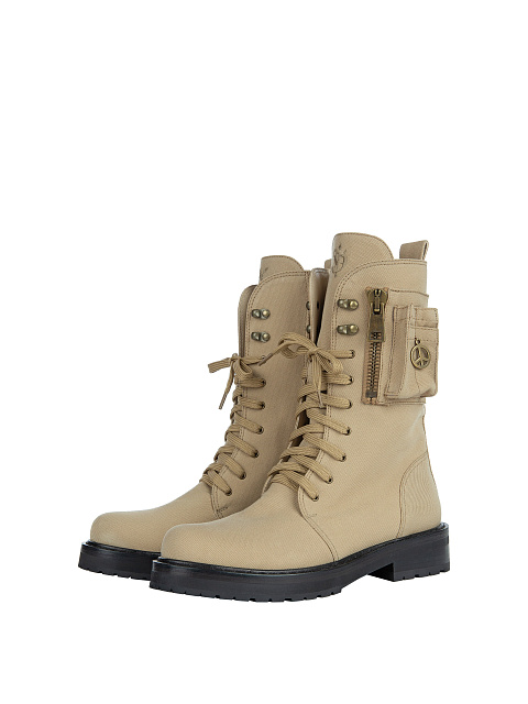 Beige Textile Boots, 1