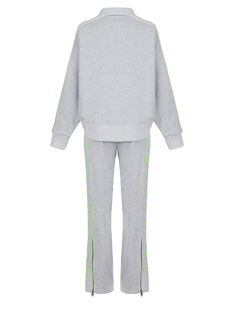 Grey & Neon Green Cross Embroidered Jersey Suit, 2 Grey & Neon Green Cross Embroidered Jersey Suit, 2