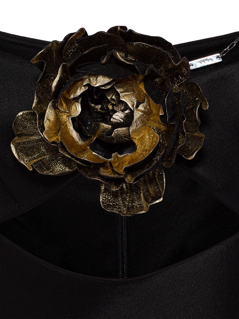 Black Rose Cut Out Silk Maxi Dress, 3