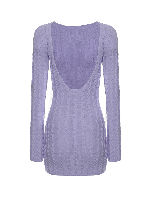 Lilac knitted mini dress with open back, 2