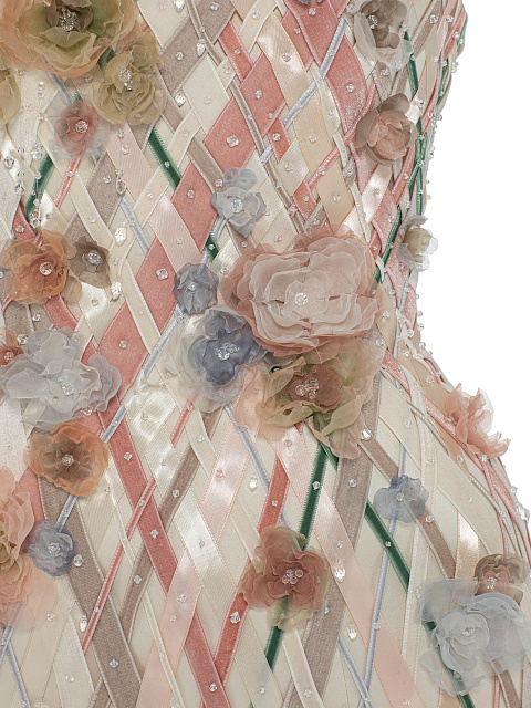 Milky Mini Dress With Ribbons And Crystals, 7