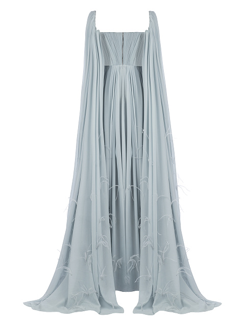Grey & Blue Chiffon Maxi Dress, 2