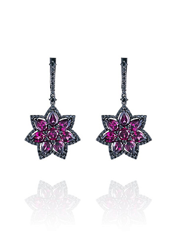 Black Gold Garnet & Diamond Earrings, 1