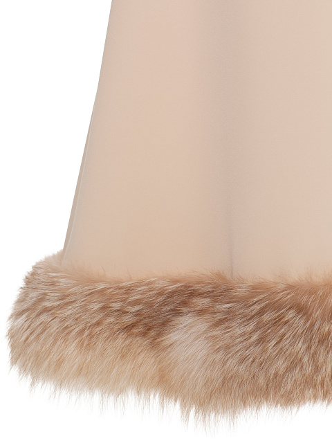 Light Beige Midi Dress With Fox Fur, 4