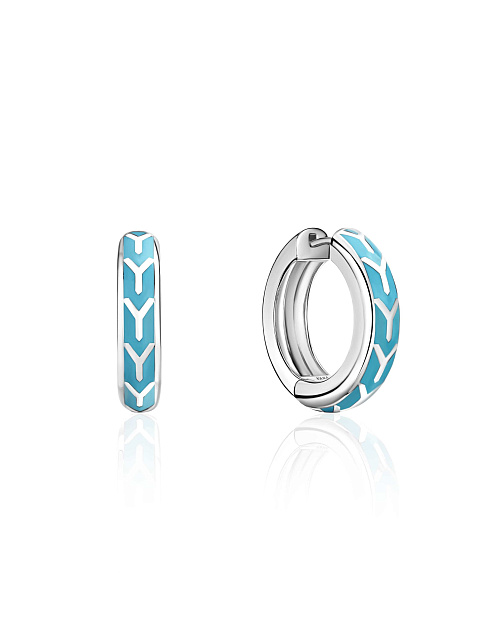 Small white gold hoops with bright blue enamel, 1