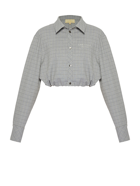 Light Grey Cotton Cropped Shirt, 1 Light Grey Cotton Cropped Shirt, 1