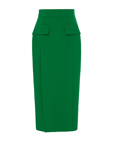 Green Wool Midi Skirt Suit, 3