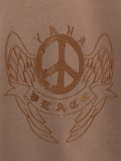 Beige knit tracksuit with Peace embroidery, 4