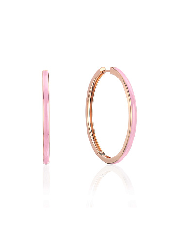 Rose gold hoops with Sakura colored enamel, 1