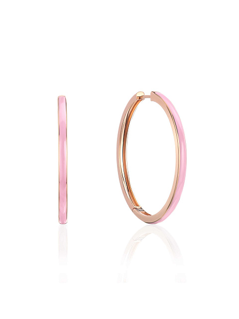 Rose gold hoops with Sakura colored enamel, 1