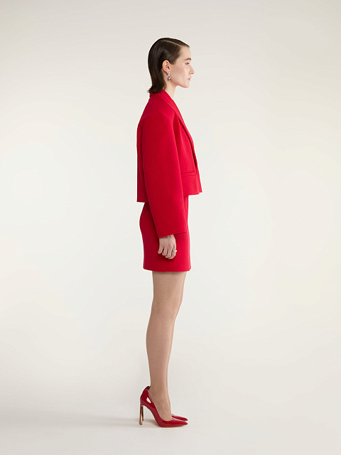 Red Two-piece Suit With Jacket And Mini Skirt, 6