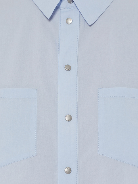 Light Blue Cotton Cropped Shirt, 3