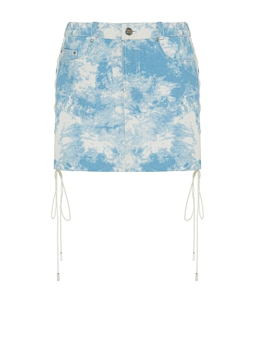 Light Blue Tie-Dye Denim Mini Skirt, 1