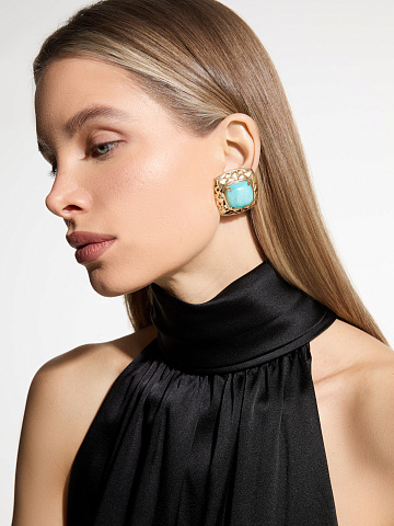 Yellow gold earrings with amazonite, 2