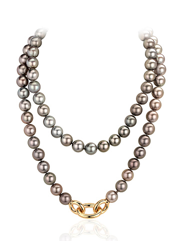 Yellow gold necklace with Tahitian Multicolor pearls, 1