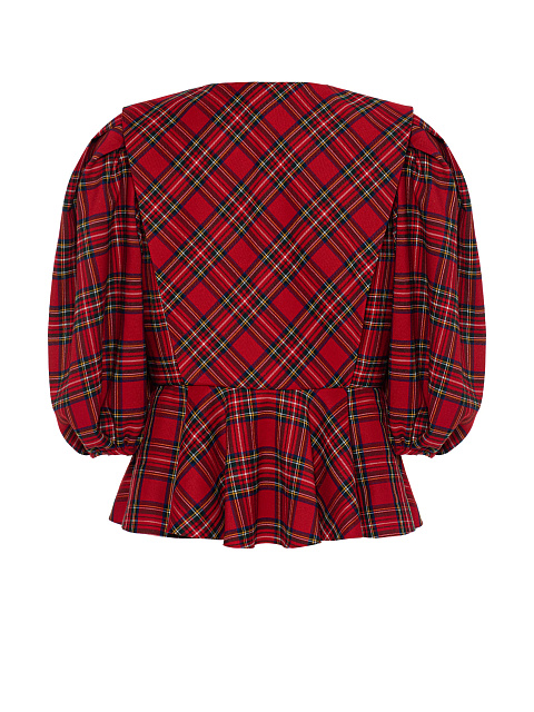Red cropped check jacket with voluminous sleeves, 5 Red cropped check jacket with voluminous sleeves, 5