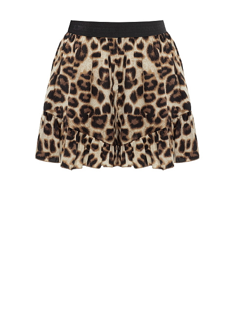 Leopard Print Set Of Tie Top And Ruffled Shorts, 3