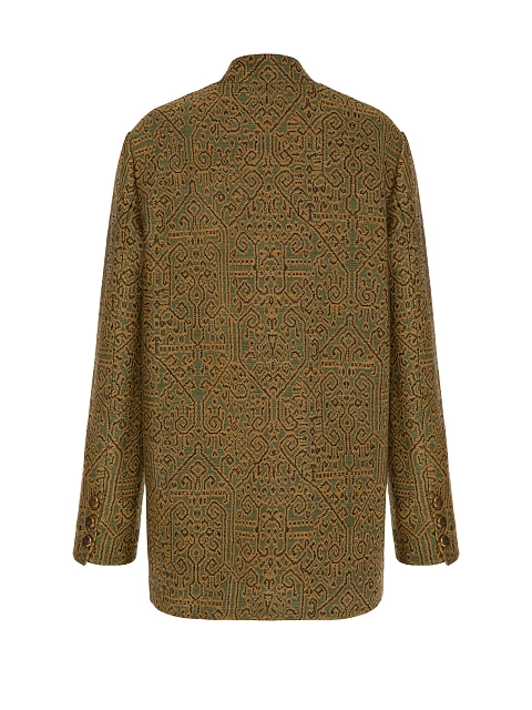 Single-breasted jacket in yellow-green jacquard, 2