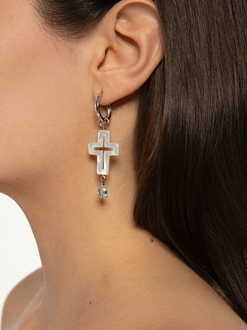 White Gold, Mother-of-pearl & Topaz Sky Earrings, 2