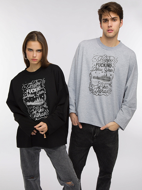 Printed Grey Cotton Cropped L/S T-Shirt, 2