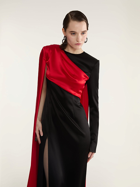 Black & Red Silk Maxi Dress, 6