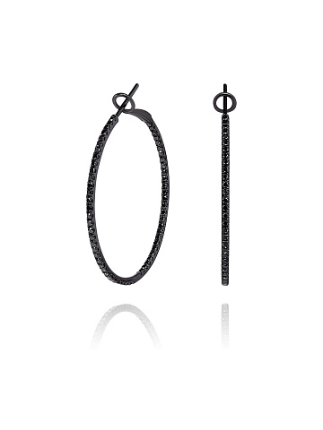Black Gold & Diamond Hoop Earrings, 1