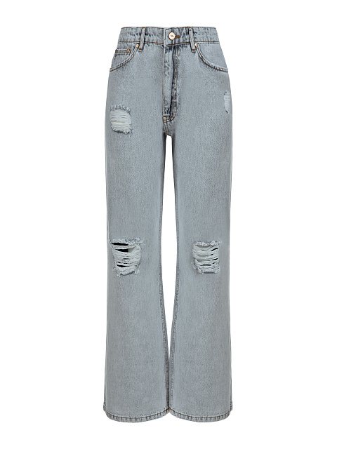 Distressed Light Grey Cotton Jeans, 1 Distressed Light Grey Cotton Jeans, 1