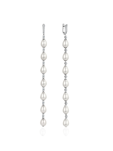 Long earrings with pearls and topazes, 1 Long earrings with pearls and topazes, 1