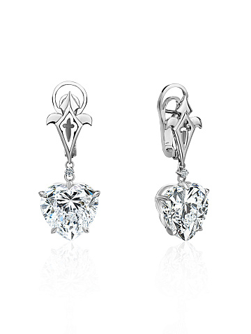 Heart Topaz, Round Topaz & White Gold Earrings, 1