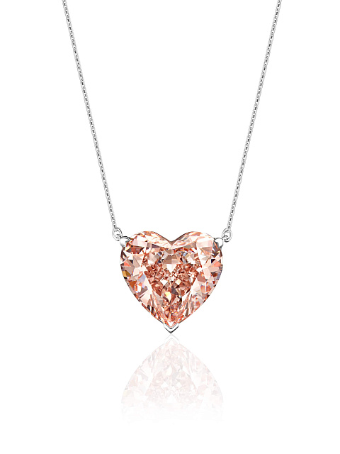 White gold necklace with pendant with pink LG diamond, 1 White gold necklace with pendant with pink LG diamond, 1