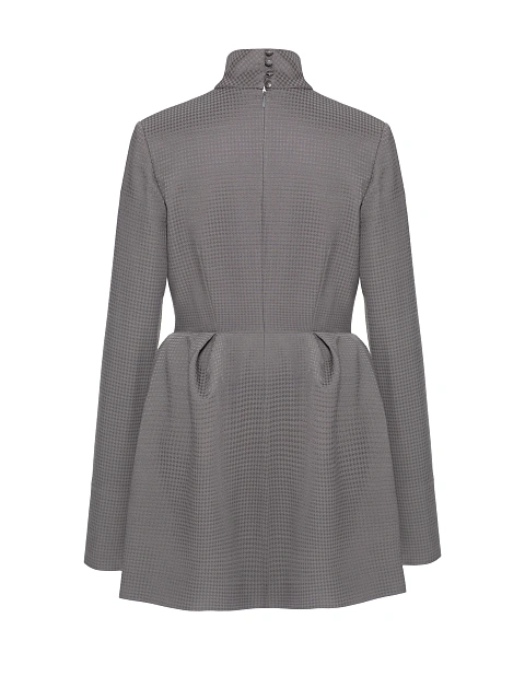 Grey Pied-de-poule Draped Mini Dress, 2