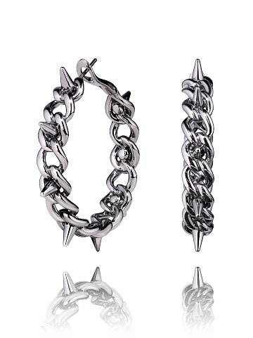 Black Gold Chain Hoop Earrings, 1