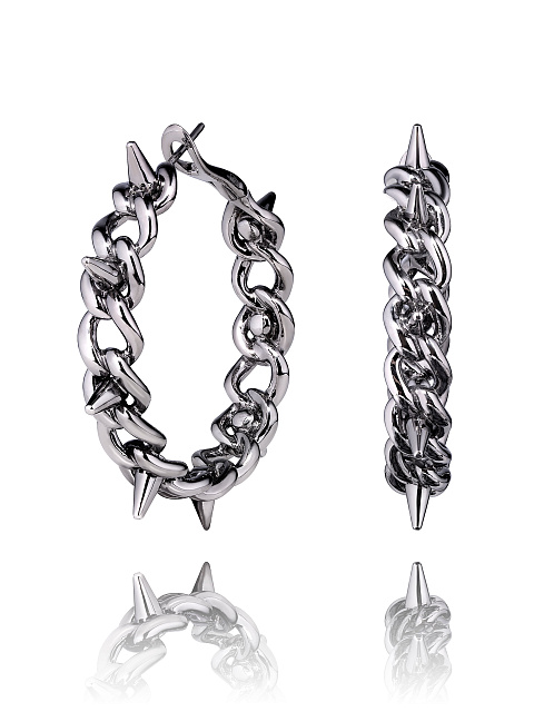 Black Gold Chain Hoop Earrings, 1